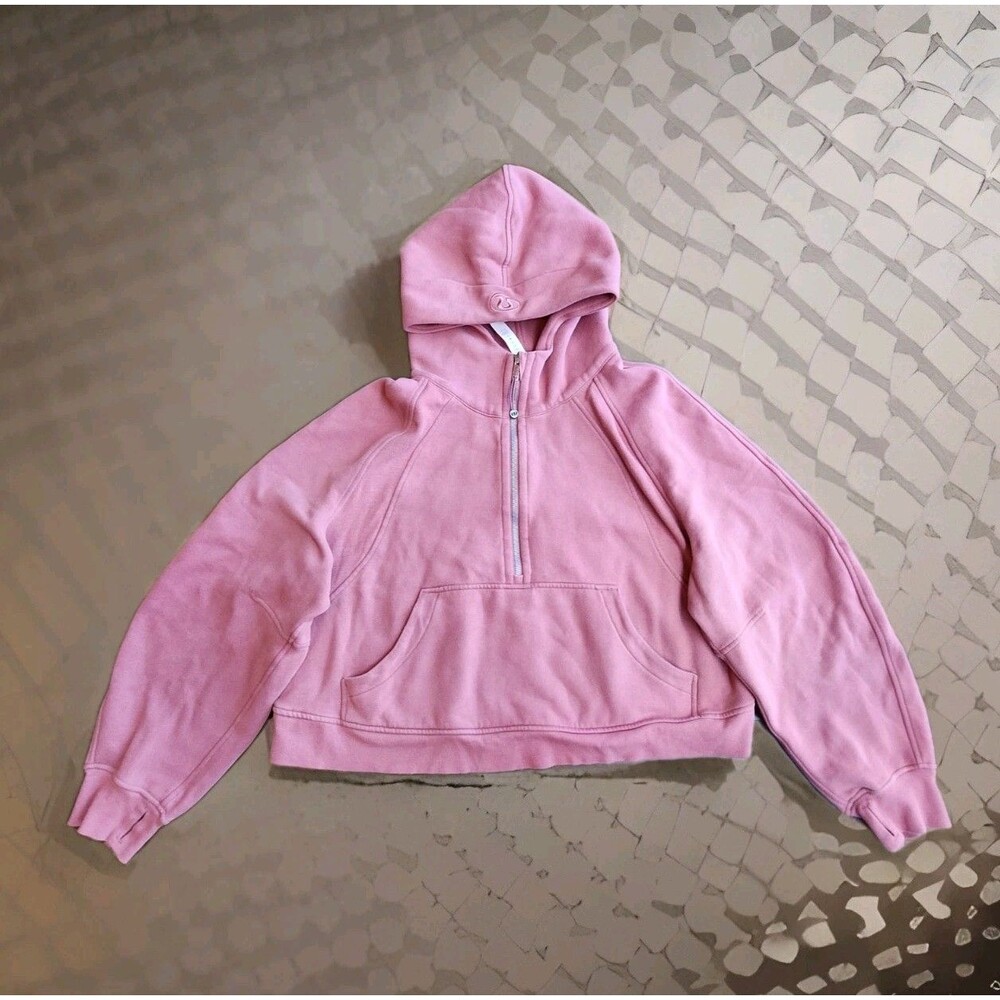 Lululemon NWOT Scuba Oversized Full Zip Pale Pink Cropped Hoodie Sz XL/XxL